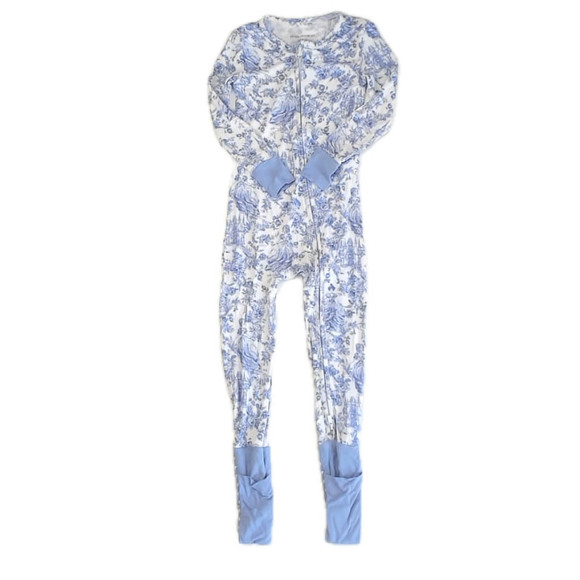 Posh Peanut Other - Posh Peanut Girls Blue Floral 1-piece Non-footed Pajamas size: 3T